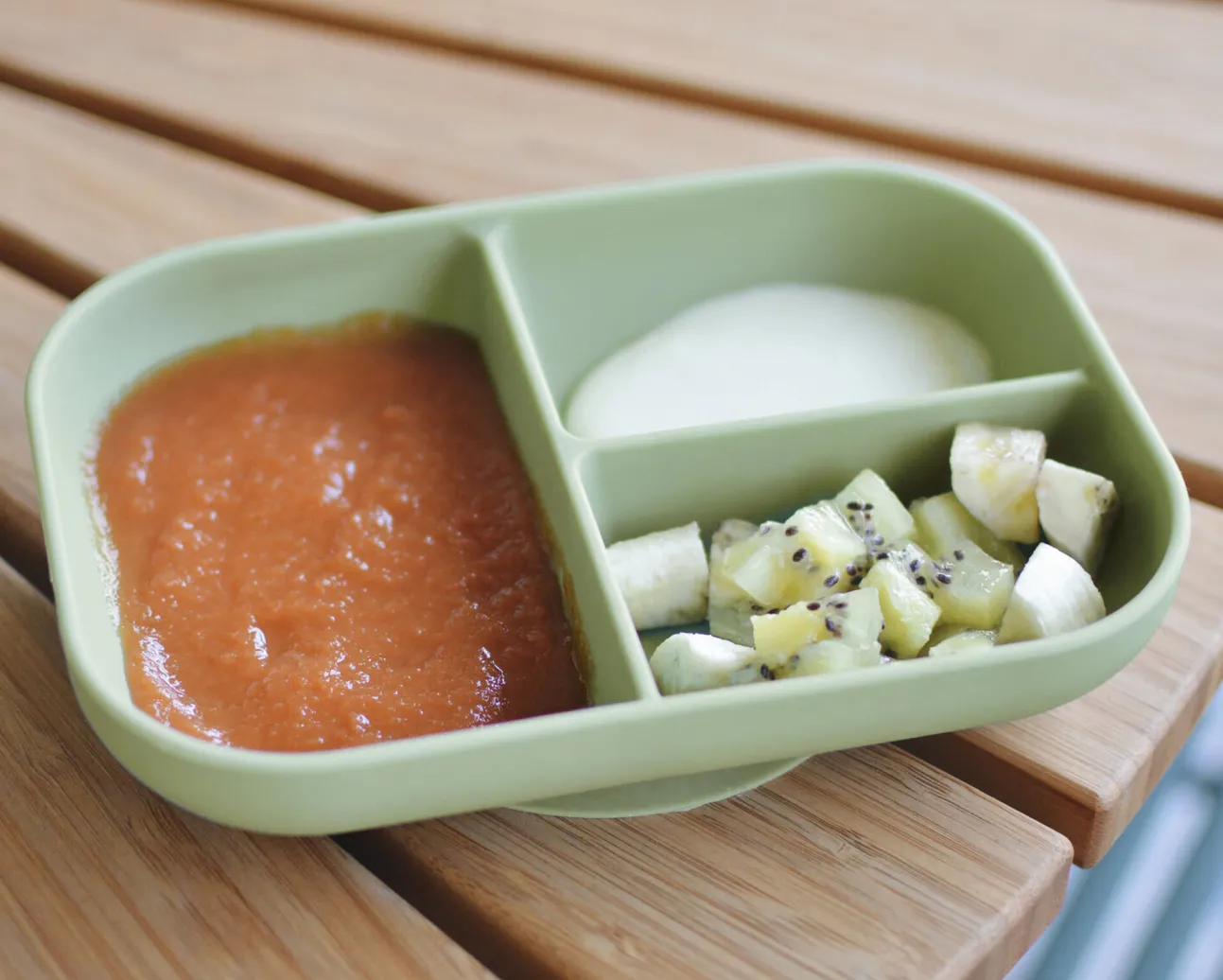 Assiette Compartimentee Silicone Sage Green