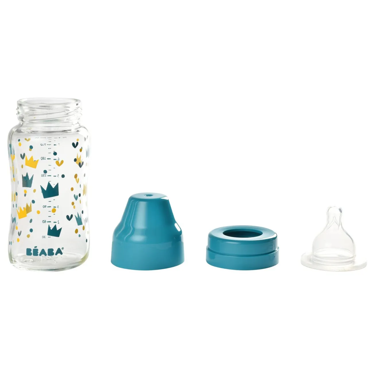 Biberon Verre Col Large 240Ml Blue