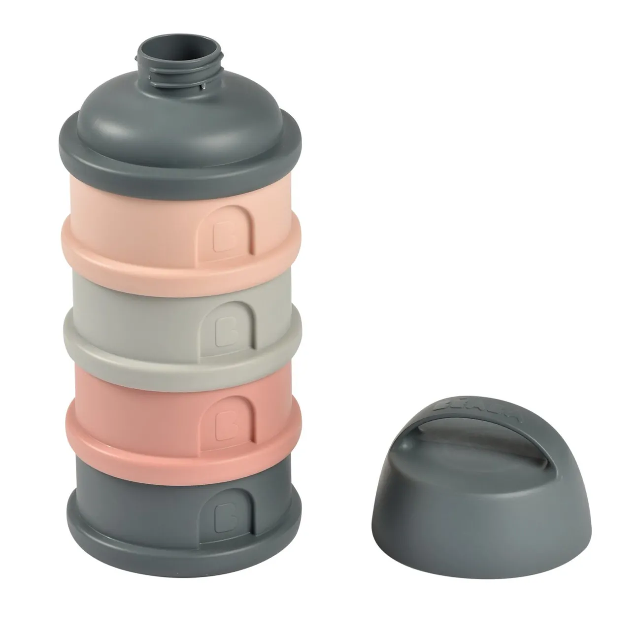 Boite Doseuse 4 Compartiments Mineral Grey /Pink
