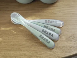 Lot 4 Cuilleres 1Er Age Silicone Velvet Grey / Sage Green