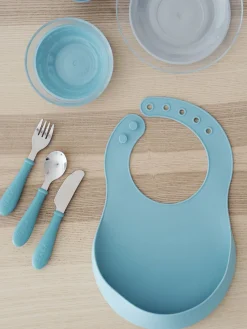 Lot De 2 Bavoirs Silicone Green/Grey