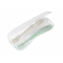 Lot De 2 Cuilleres 1Er Age Silicone Avec Boite De Transport